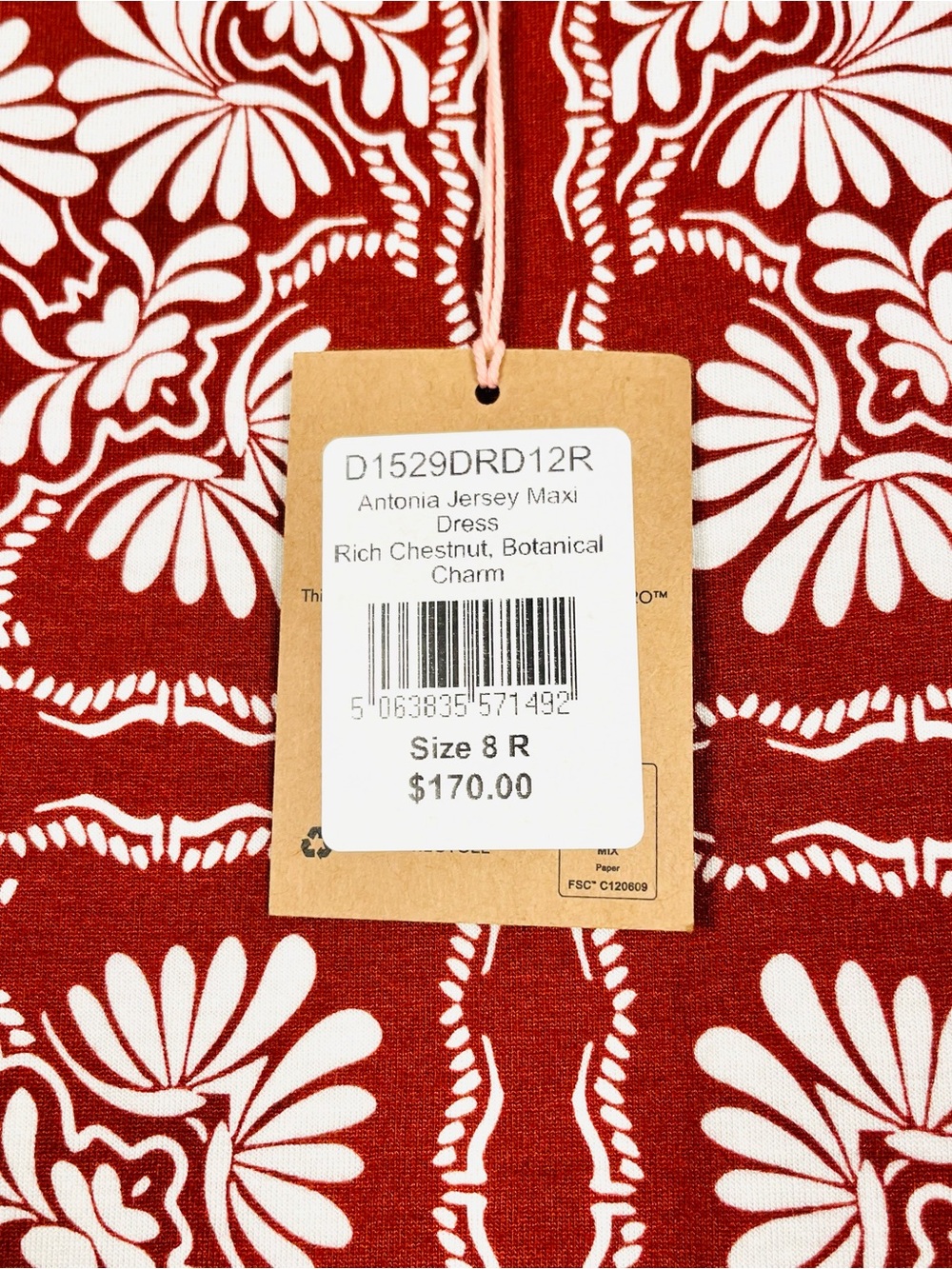 NWT Boden Antonia Red Botanical Floral Jersey Sleeveless Maxi Dress Size 8 - Picture 6 of 8